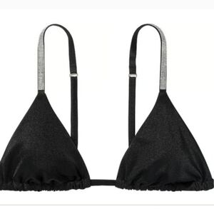 Victoria's secret very sexy shine strap triangle swim bikini top BLACK SMALL